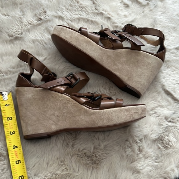 J. Crew Brown Suede & Leather Platform Wedges - Picture 5 of 7